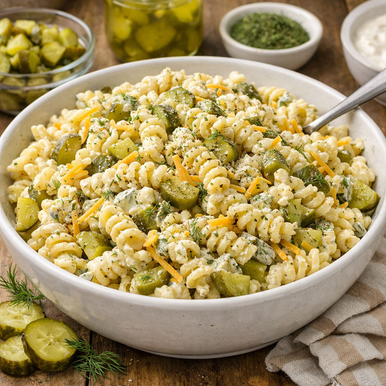 Dill Pickle Macaroni Salad