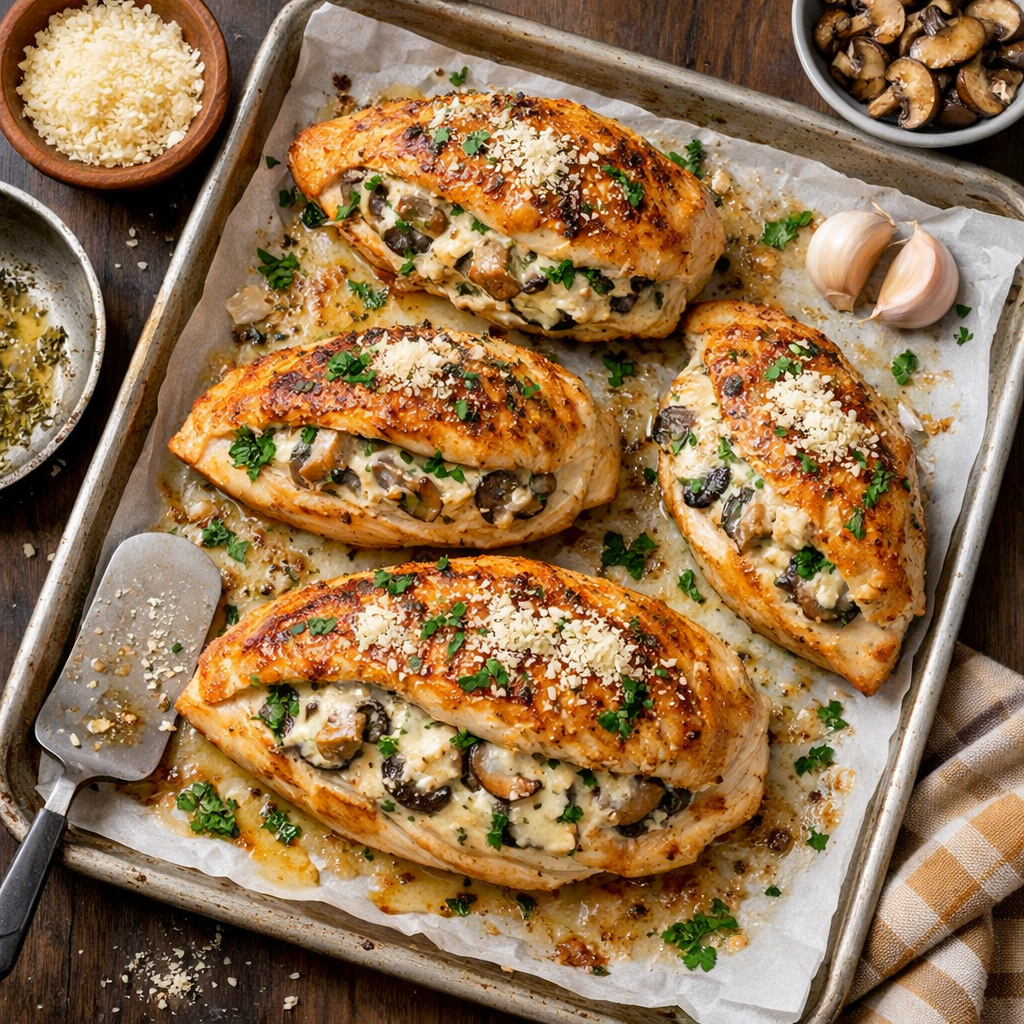 Stuffed Chicken Breasts with Mushrooms and Cheese